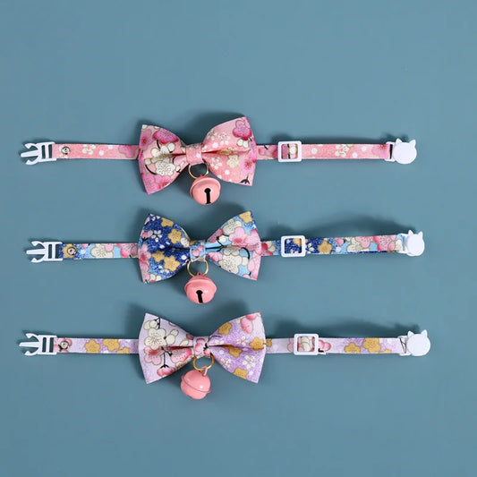 Cats Collar Cherry Blossoms – Adjustable Japanese Cat Collar with Bell