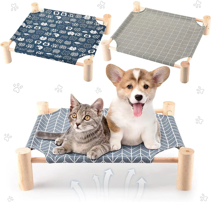 Wooden Dog Bed | Portable Dog Cot Raised Outdoor Camp Bed for Summer Comfort