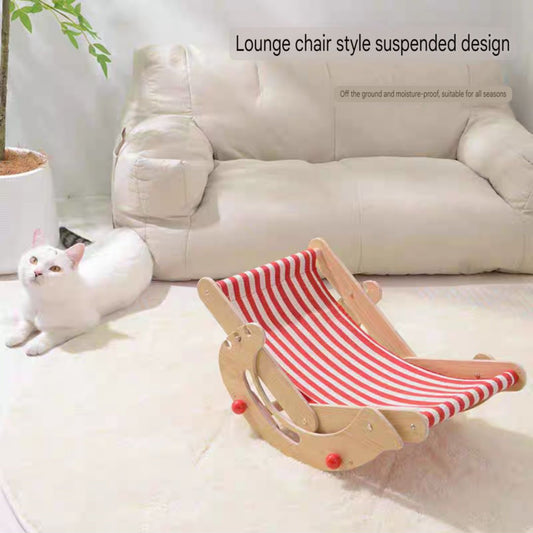 Cat Recliner Chair - Solid Wood Adjustable Cat Bed for Feline Relaxation