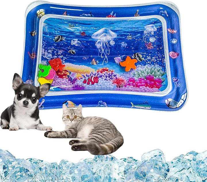 Pet Inflatable Water Mat | Scratch Resistant Cooling Pad & Interactive Toy