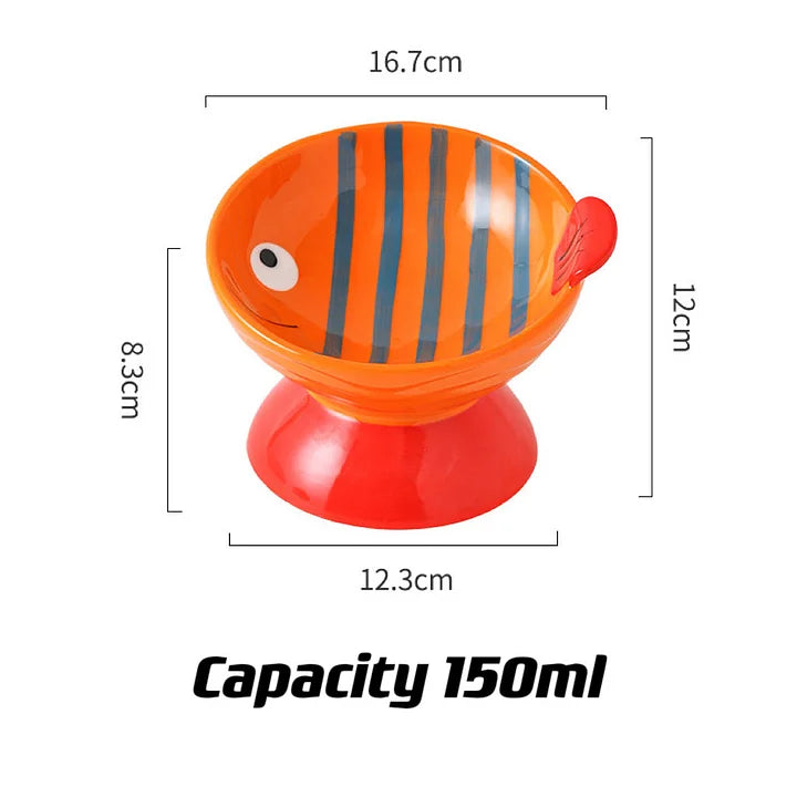 Ceramic Cat Bowl - Elevated Cat Bowl with Anti Spill Design & Non Slip Pet Feeder