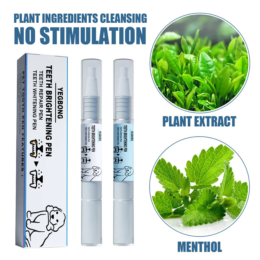Pet Teeth Cleaning Pen - Dog Teeth Whitening & Tartar Removal Kit With Soft Brush