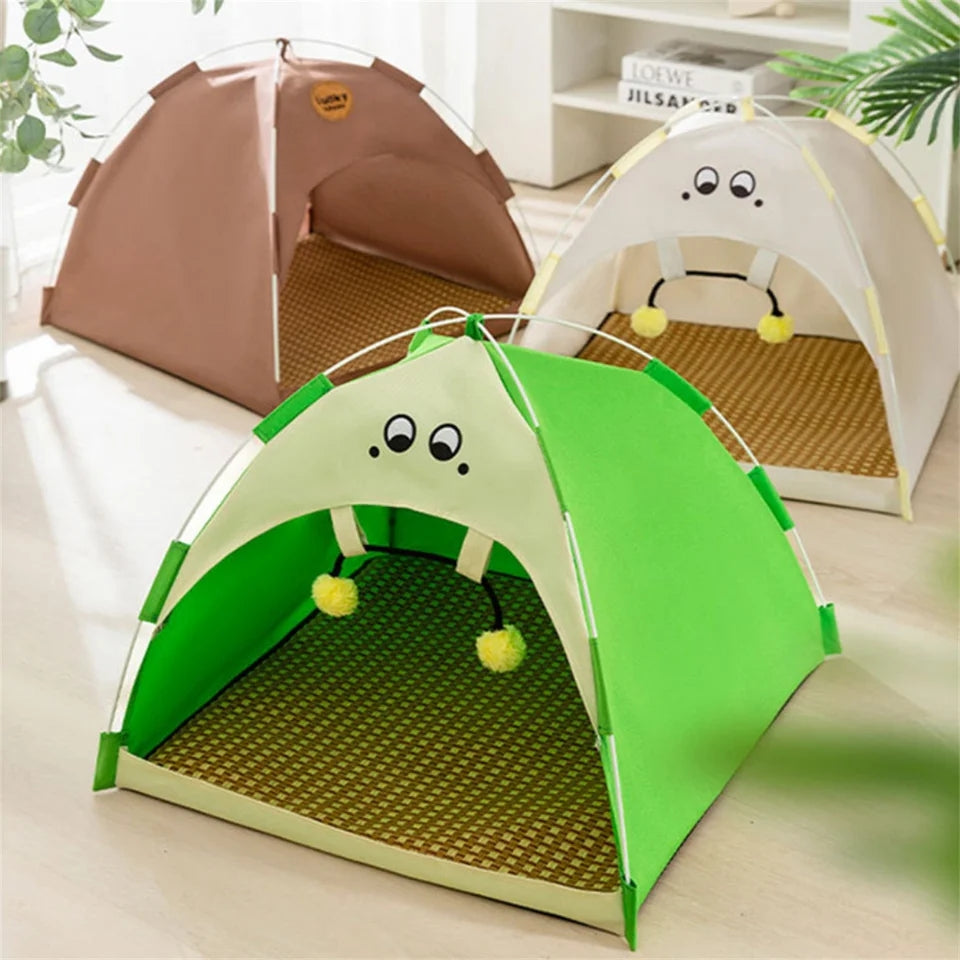 Pet Sun Protection Tent – Portable Dog Sun Umbrella & Elevated Bed Shade
