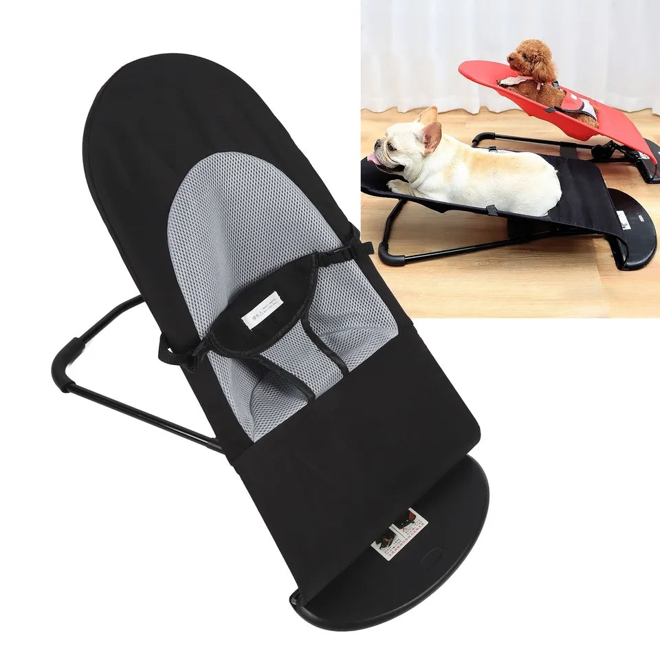 Pet Rocking Chair - Adjustable Foldable Dog Seat With Sturdy Steel Frame