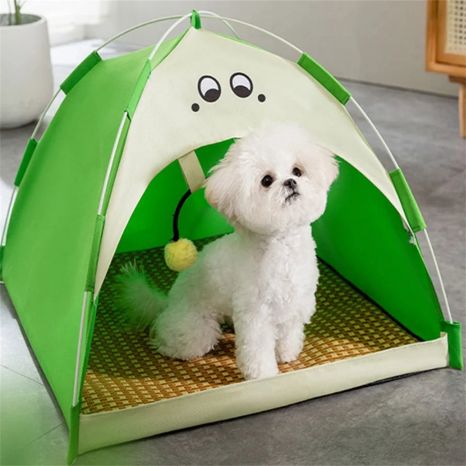 Pet Sun Protection Tent – Portable Dog Sun Umbrella & Elevated Bed Shade