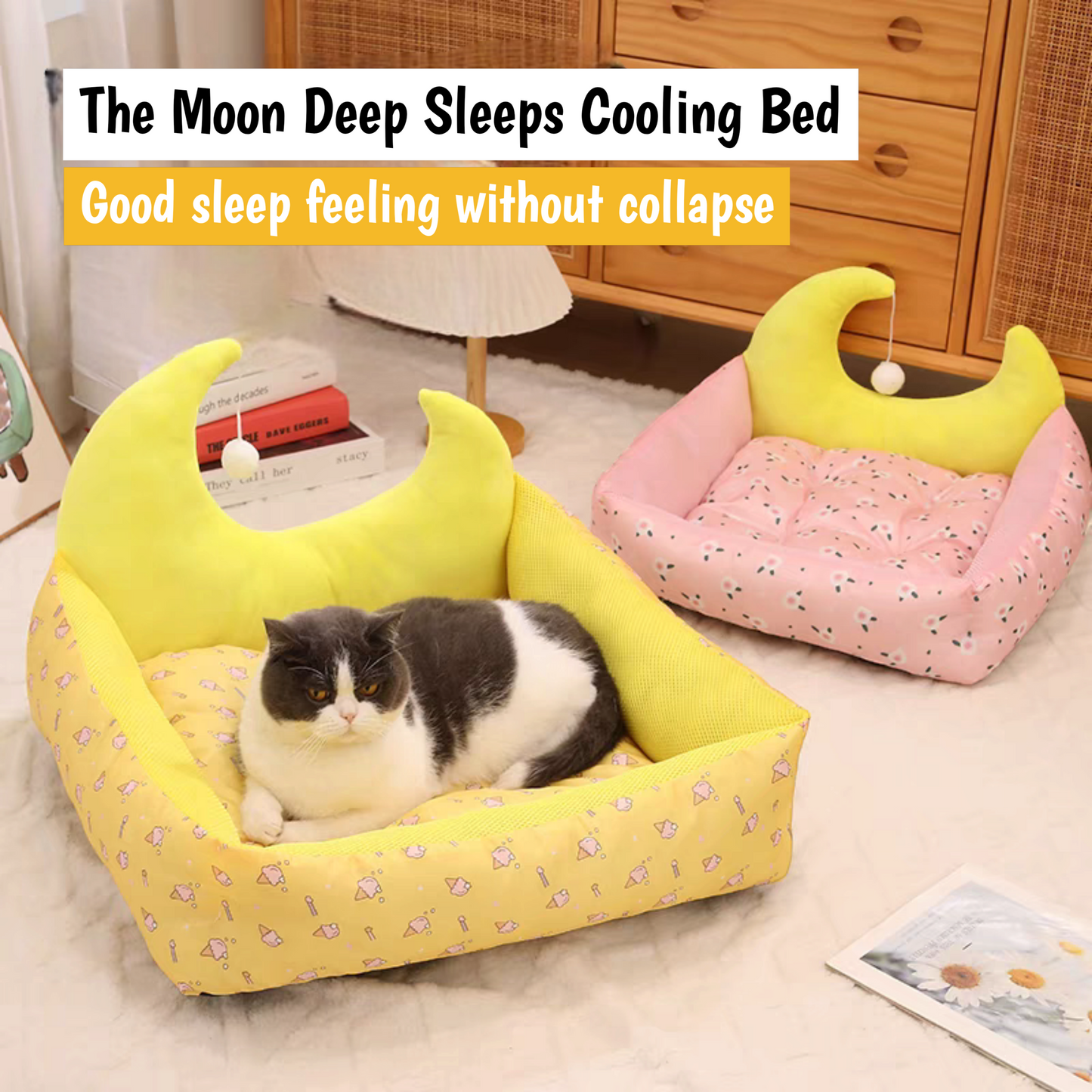 Cool Waterproof Pet Bed - Durable Oxford Cloth Cooling Cat Mattress With Toy Ball