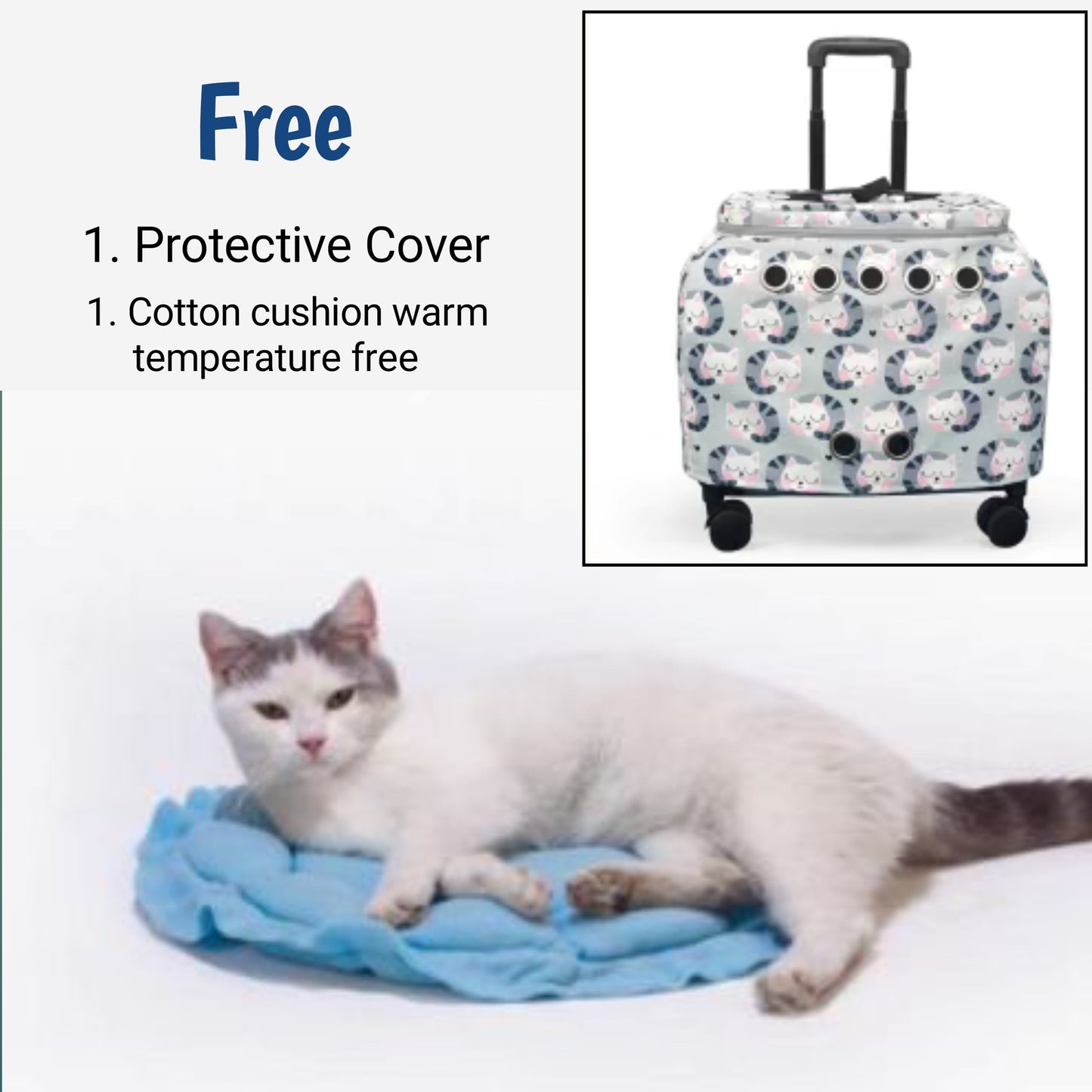 Pet Travel Trolley - Transparent Cat Suitcase With Large Capacity & Wheels
