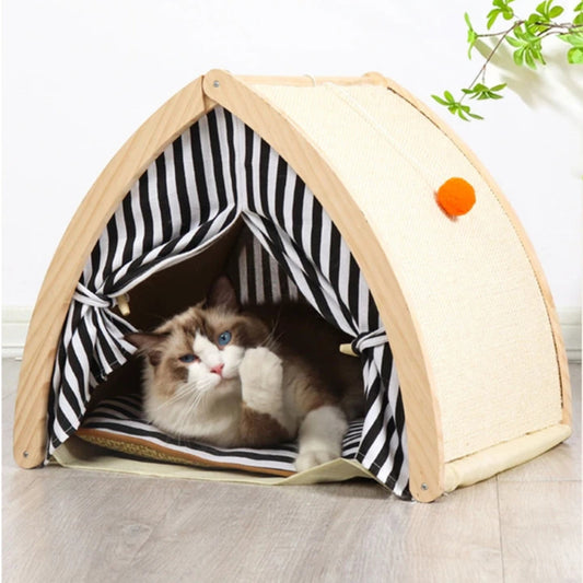 Cat House Tent with Sisal Scratcher - Durable Indoor Cat Shelter & Cozy Hideaway