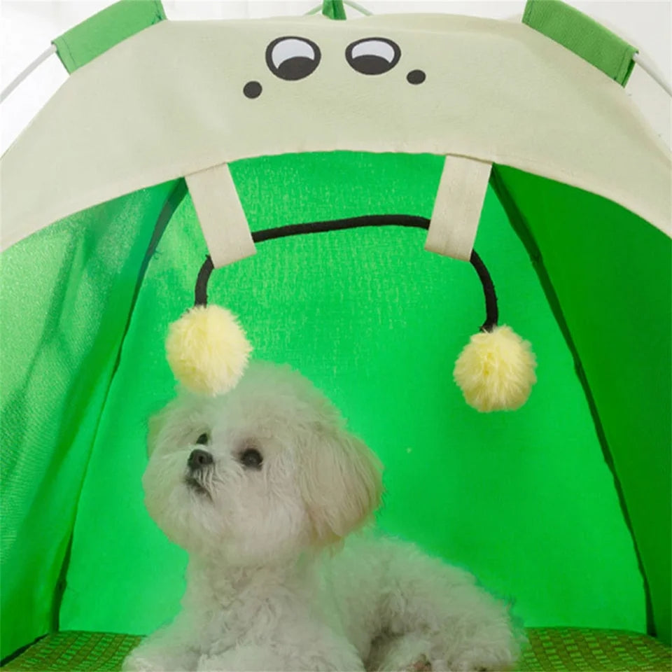 Pet Sun Protection Tent – Portable Dog Sun Umbrella & Elevated Bed Shade