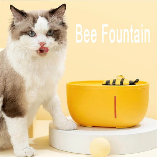 2L Bee-Shaped Automatic Cat Water Fountain with USB Filter System