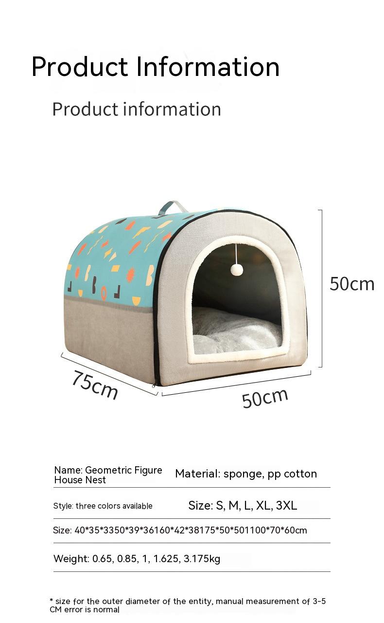 Large Dog House - Waterproof Dog Bed With Removable Cushion & Breathable Shelter