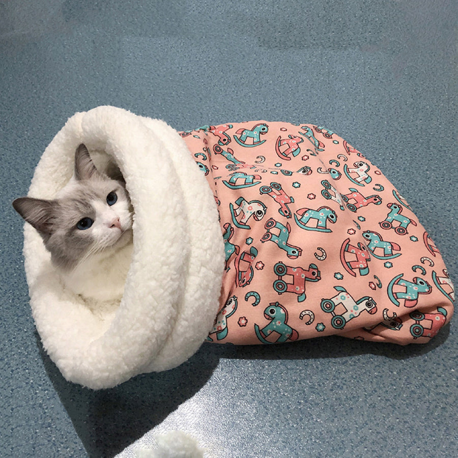 Cat Sleeping Bag - Cozy Indoor Cat Cave with Plush Pet Bed in 3 Colors