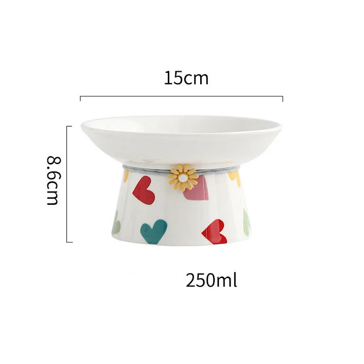 Ceramic Cat Bowl - Elevated Pet Feeding Dish | Whisker Fatigue Relief & Spill Resistant