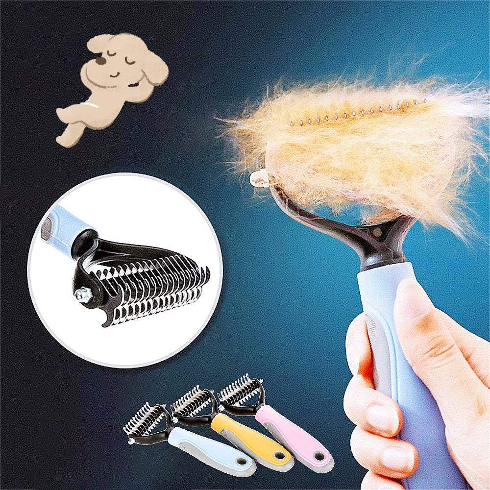 Pet Hair Removal Comb – Self Cleaning Brush | Deshedding Grooming Tool For Cats & Dogs