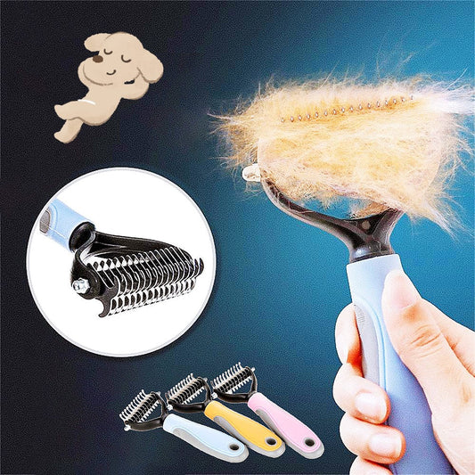 Pet Hair Removal Comb – Self Cleaning Brush | Deshedding Grooming Tool For Cats & Dogs
