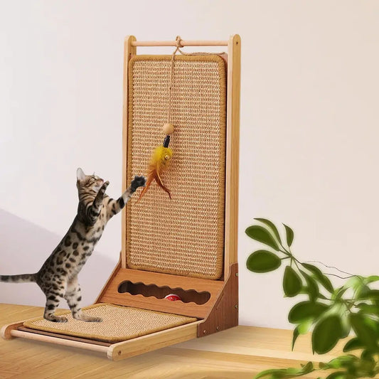 Cat Scratching Post With Adjustable Ramp - Durable Multi-Level Cat Scratcher Tower