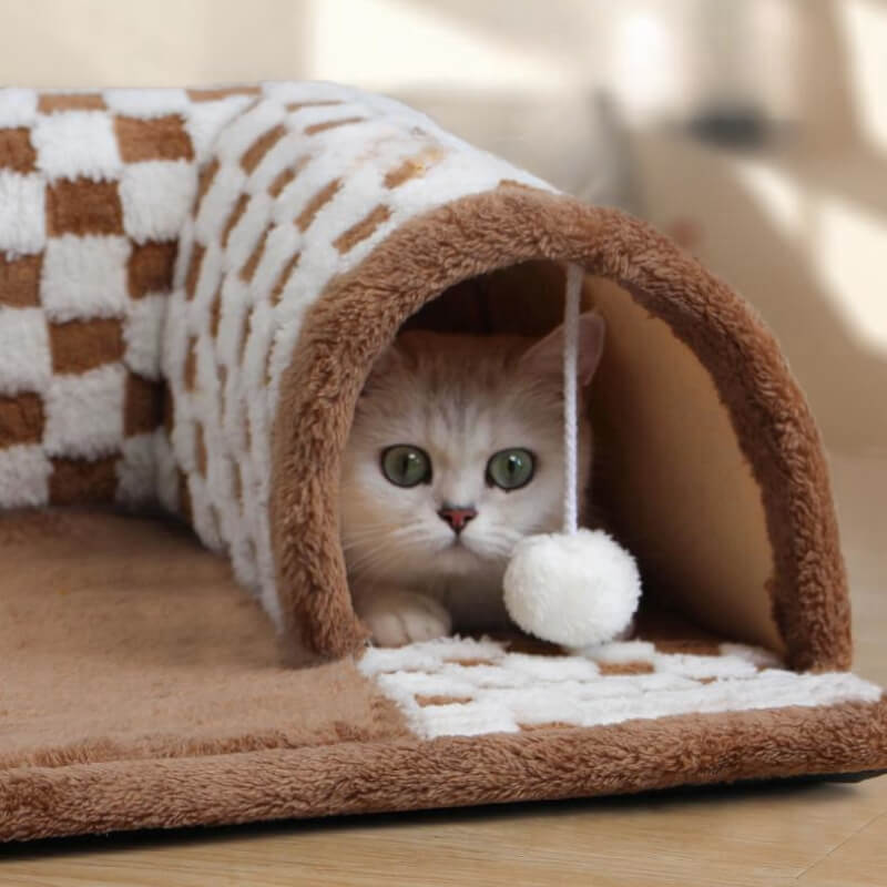Cat Tunnel Bed - Cozy Indoor Cat Play Tunnel with Washable Cover