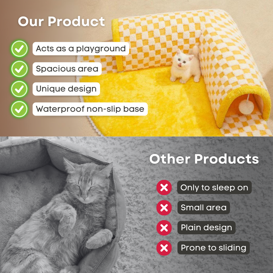 Cat Tunnel Bed - Cozy Indoor Cat Play Tunnel with Washable Cover