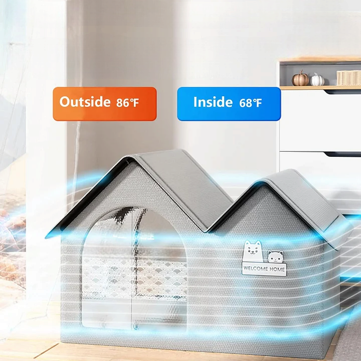 Pet Air Conditioning House – Portable Pet Cooler With Ice Packs & Cotton Bags