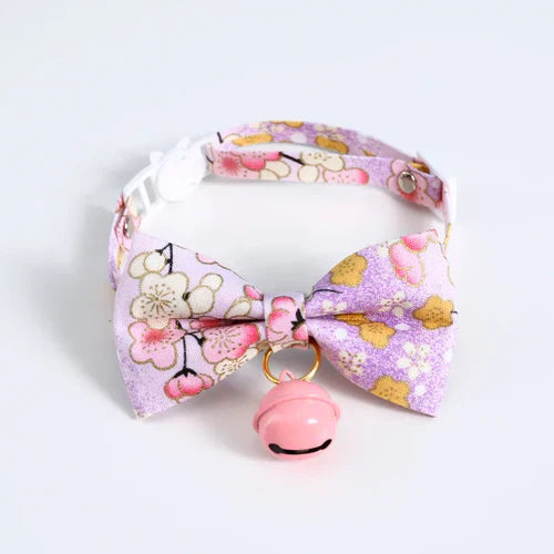 Cats Collar Cherry Blossoms – Adjustable Japanese Cat Collar with Bell