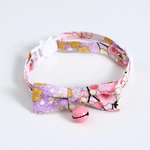 Cats Collar Cherry Blossoms – Adjustable Japanese Cat Collar with Bell