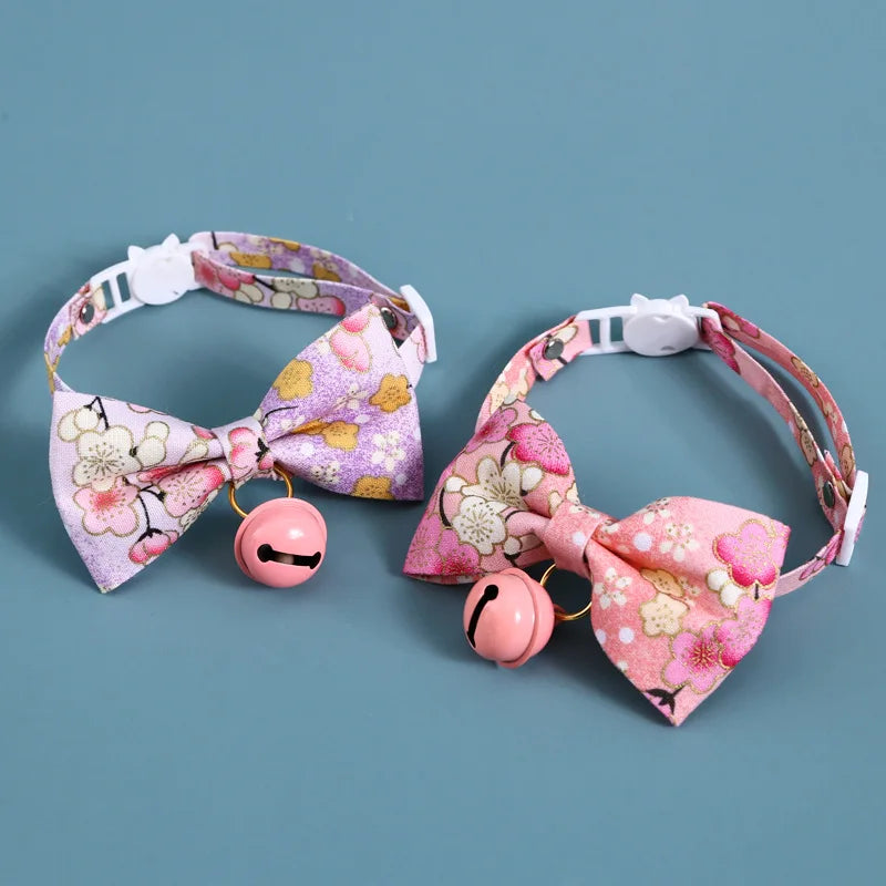 Cats Collar Cherry Blossoms – Adjustable Japanese Cat Collar with Bell
