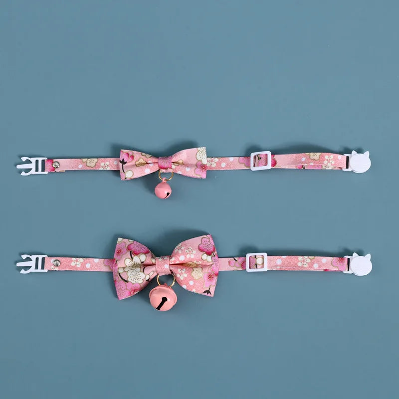 Cats Collar Cherry Blossoms – Adjustable Japanese Cat Collar with Bell