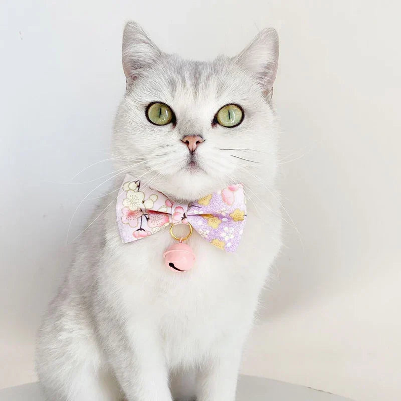 Cats Collar Cherry Blossoms – Adjustable Japanese Cat Collar with Bell