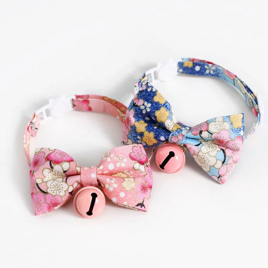 Cats Collar Cherry Blossoms – Adjustable Japanese Cat Collar with Bell