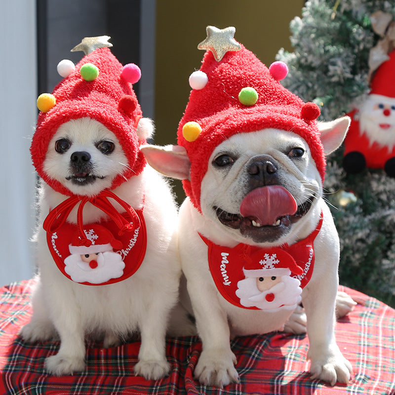 Pet Christmas Hat With Dog Holiday Scarf – Warm Festive Pet Accessories