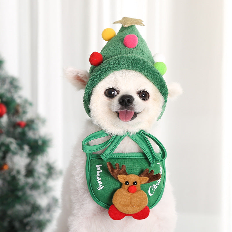Pet Christmas Hat With Dog Holiday Scarf – Warm Festive Pet Accessories