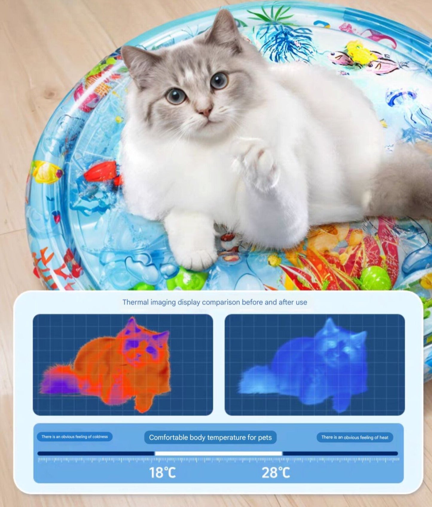 Pet Inflatable Water Mat | Scratch Resistant Cooling Pad & Interactive Toy