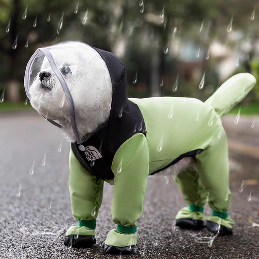 Small Dog Raincoat - Waterproof Full Coverage Rain Gear with Rain Shoes
