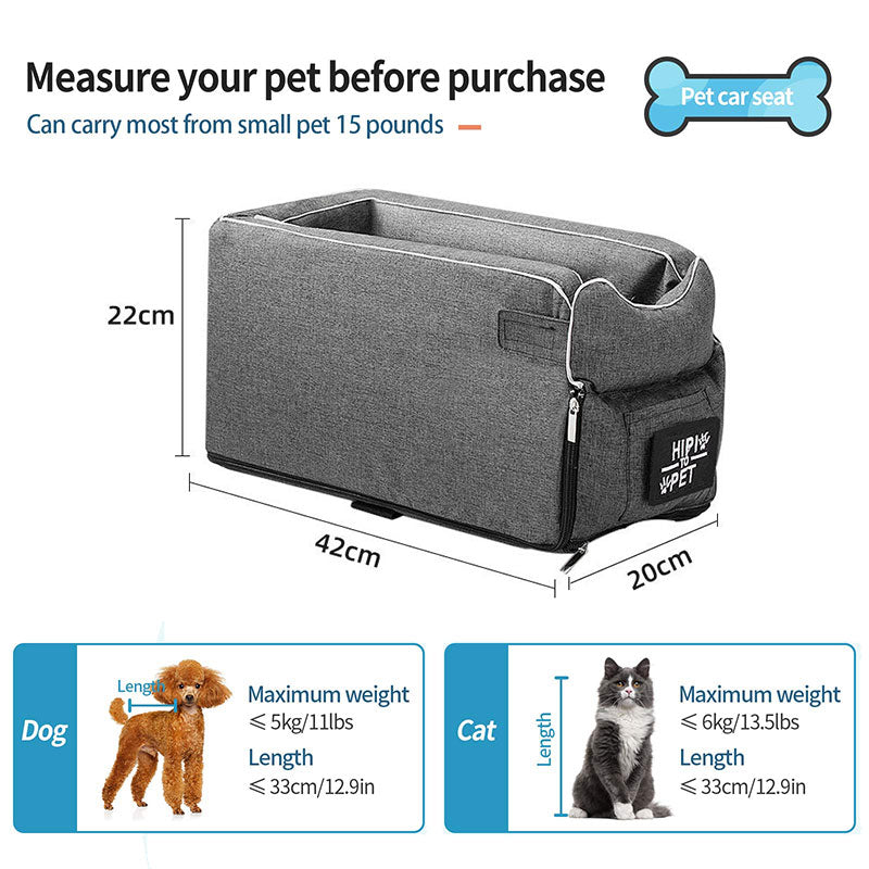 Portable Dog Car Seat – Nonslip Pet Travel Seat With Central Control Safety
