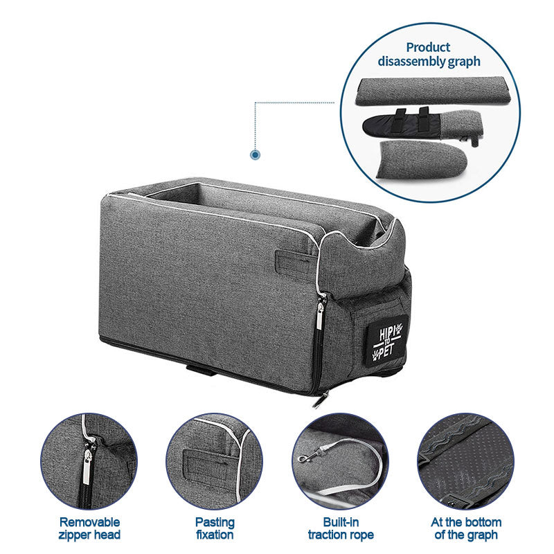 Portable Dog Car Seat – Nonslip Pet Travel Seat With Central Control Safety