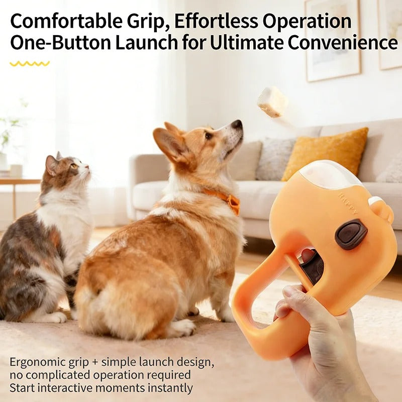 Portable Pet Freeze Dried Treat Launcher Large Capacity Interactive Feeder IQ Training Leaky Food Toy One Click For Dog Cat Play