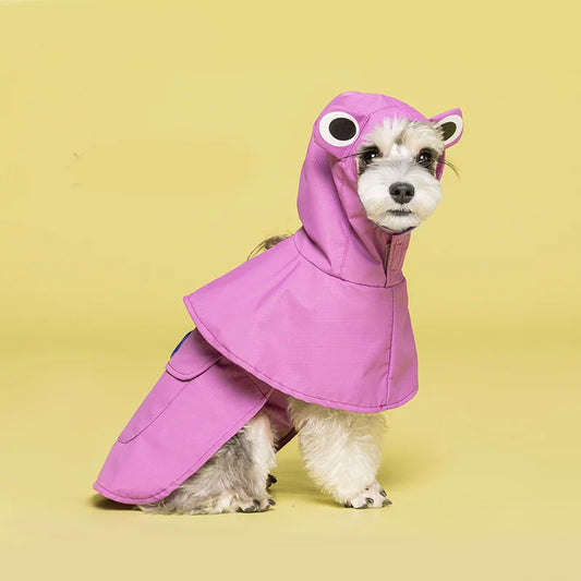Dog Raincoat - Hooded Waterproof Pet Coat with Striped Design for Small & Large Dogs