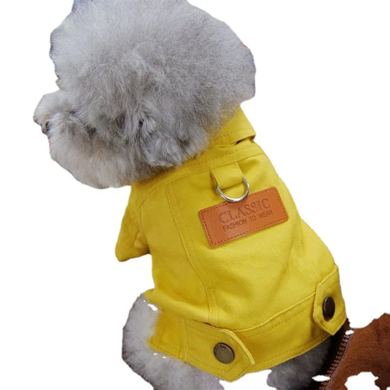Denim Dog Coat - Small Medium Dog Clothes | Spring Pet Clothing Jacket