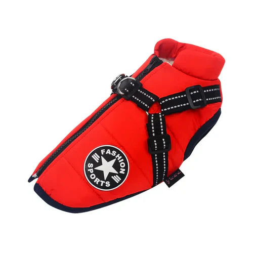 Dog Winter Jacket – Waterproof Reflective Dog Harness & Warm Fleece Coat
