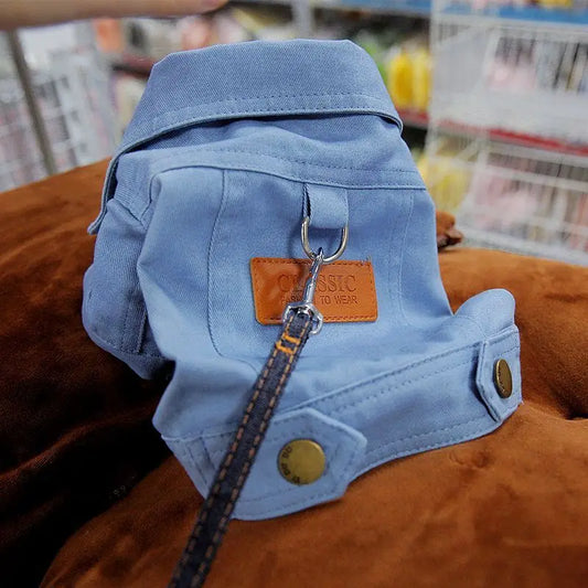 Denim Dog Coat - Small Medium Dog Clothes | Spring Pet Clothing Jacket