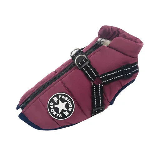 Dog Winter Jacket – Waterproof Reflective Dog Harness & Warm Fleece Coat