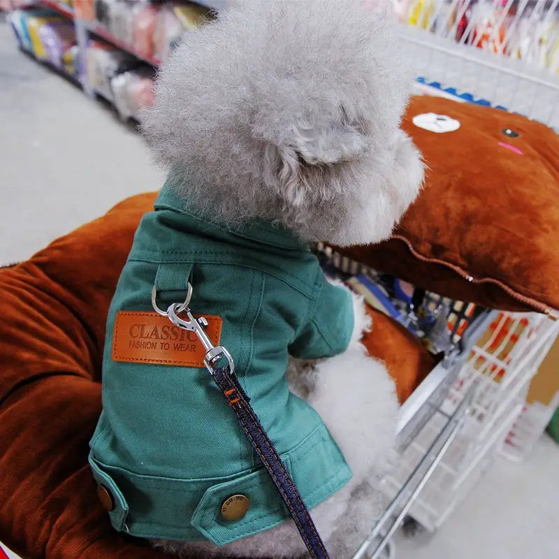 Denim Dog Coat - Small Medium Dog Clothes | Spring Pet Clothing Jacket