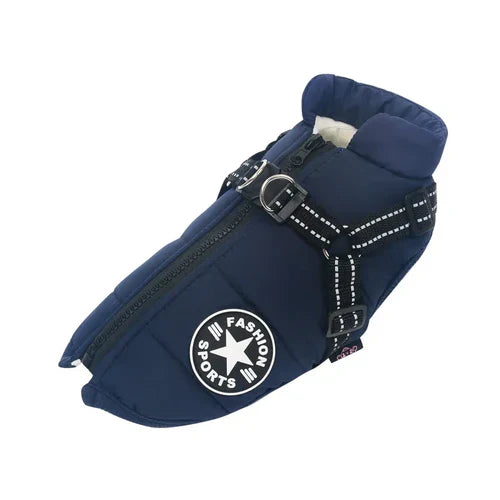 Dog Winter Jacket – Waterproof Reflective Dog Harness & Warm Fleece Coat
