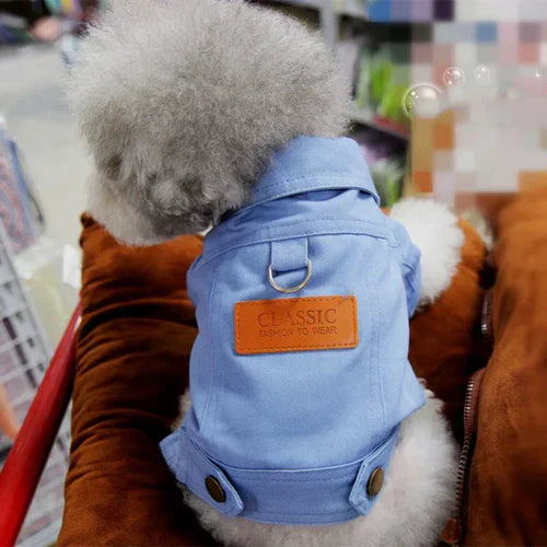 Denim Dog Coat - Small Medium Dog Clothes | Spring Pet Clothing Jacket