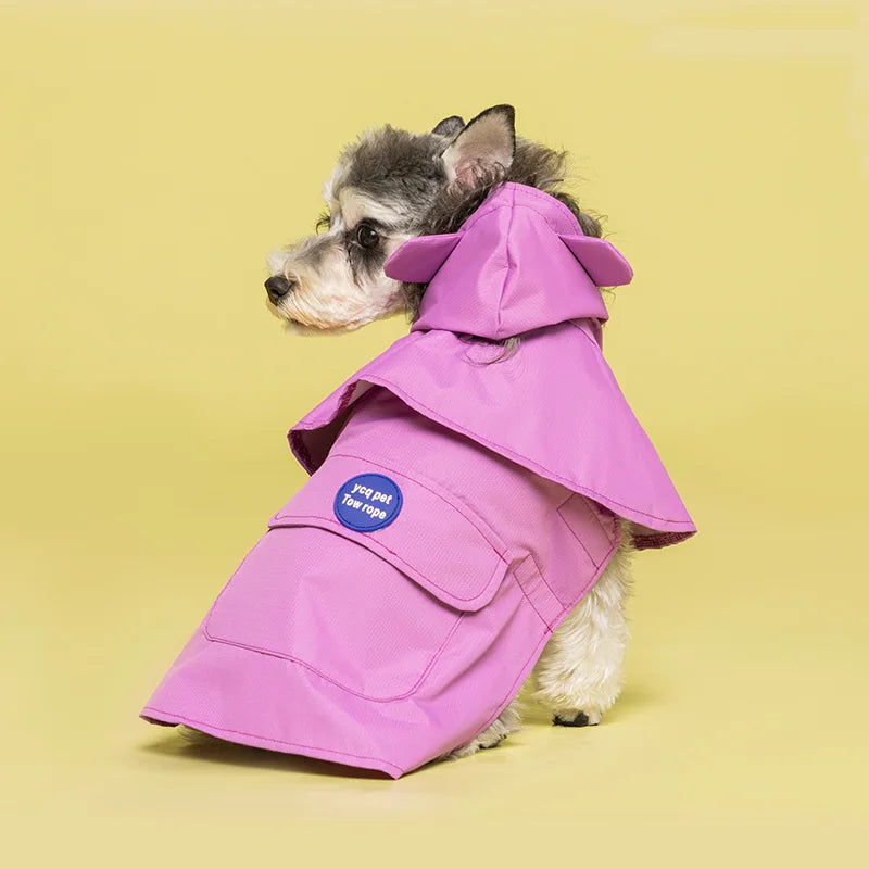 Dog Raincoat - Hooded Waterproof Pet Coat with Striped Design for Small & Large Dogs