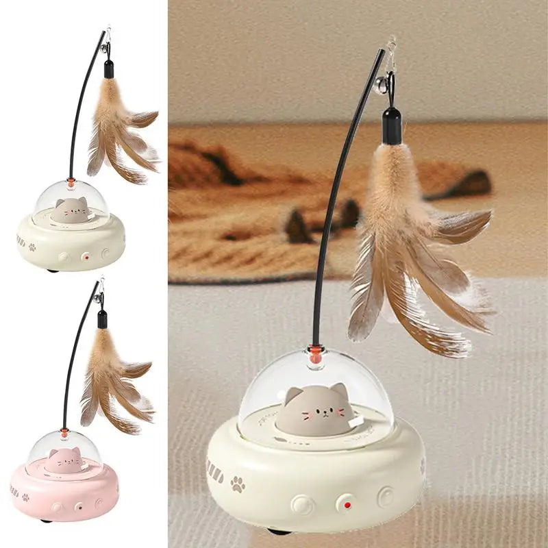 Electric Cat Toy - Interactive Feather Wand Rechargeable Pet Toy for Cat Chasing