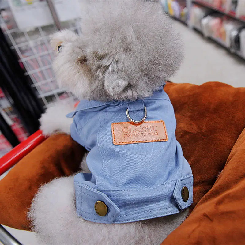 Denim Dog Coat - Small Medium Dog Clothes | Spring Pet Clothing Jacket