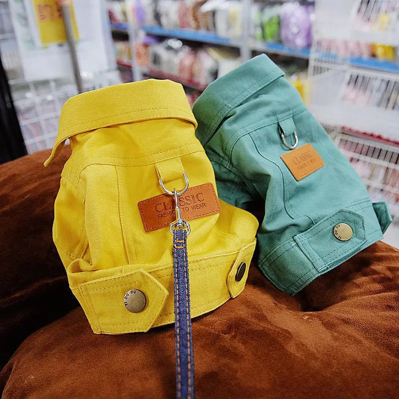 Denim Dog Coat - Small Medium Dog Clothes | Spring Pet Clothing Jacket