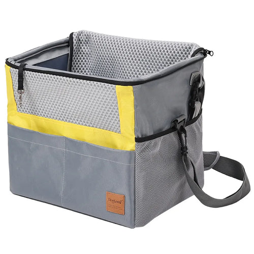 Ultra Deal Now pet bike carrier with storage pockets and breathable design
