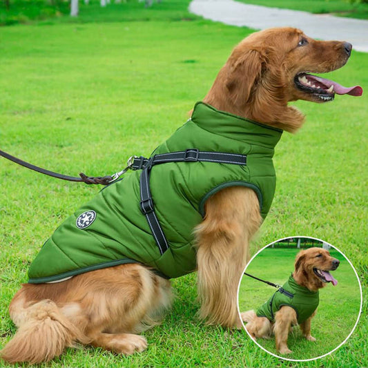 Dog Winter Jacket – Waterproof Reflective Dog Harness & Warm Fleece Coat